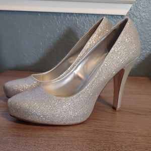 Silver Platform Pumps